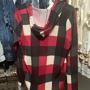 Red and Black Plaid Hoodie